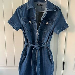 Denim Zip Up Jumpsuit